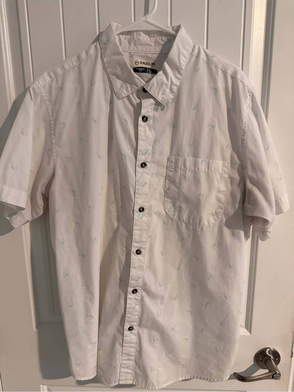 Magellan Outdoors White Short-Sleeve Button-Down Shirt Summerville Fly Fishing L